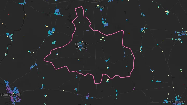 House price heatmap showing property values across Kirton Lindsey