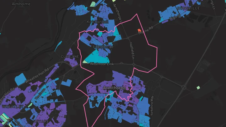 House price heatmap showing property values across Armthorpe
