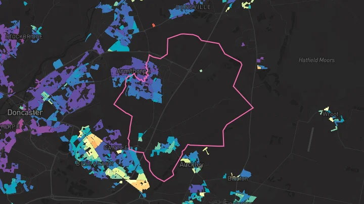 House price heatmap showing property values across Armthorpe