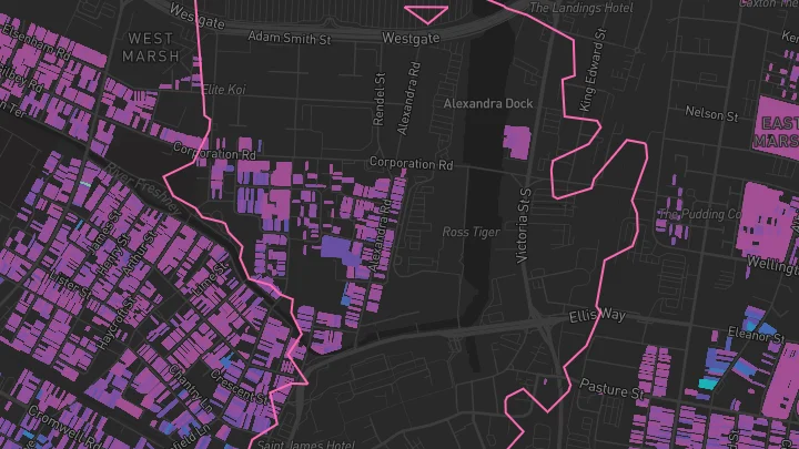House price heatmap showing property values across Grimsby