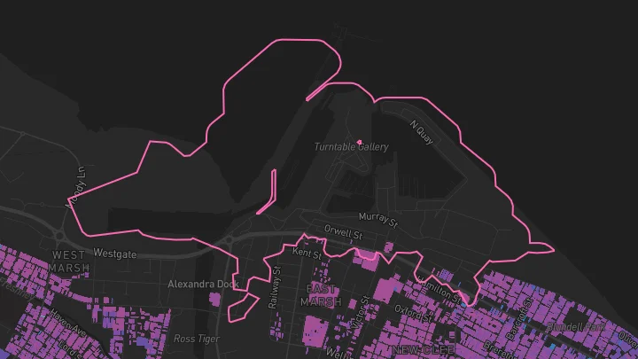 House price heatmap showing property values across Grimsby