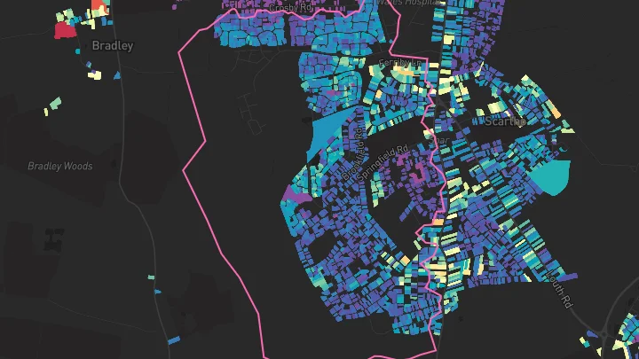 House price heatmap showing property values across Scartho Top