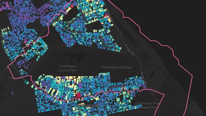 House price heatmap showing property values across Cleethorpes