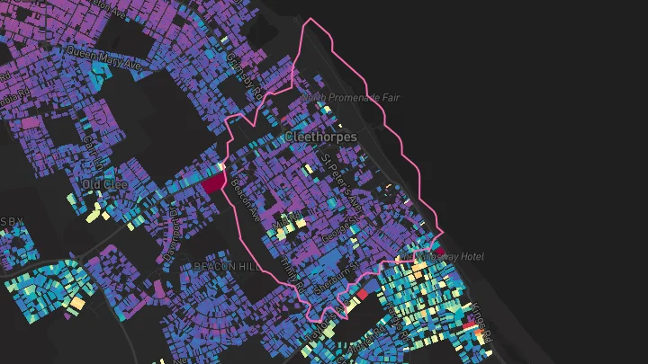 House price heatmap showing property values across Cleethorpes