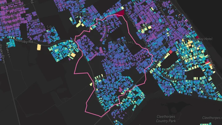 House price heatmap showing property values across Cleethorpes