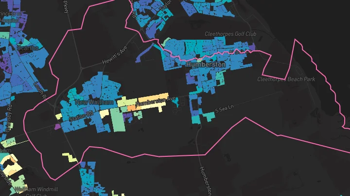 House price heatmap showing property values across Humberston