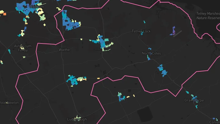 House price heatmap showing property values across Holton Le Clay