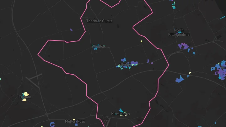 House price heatmap showing property values across Ulceby