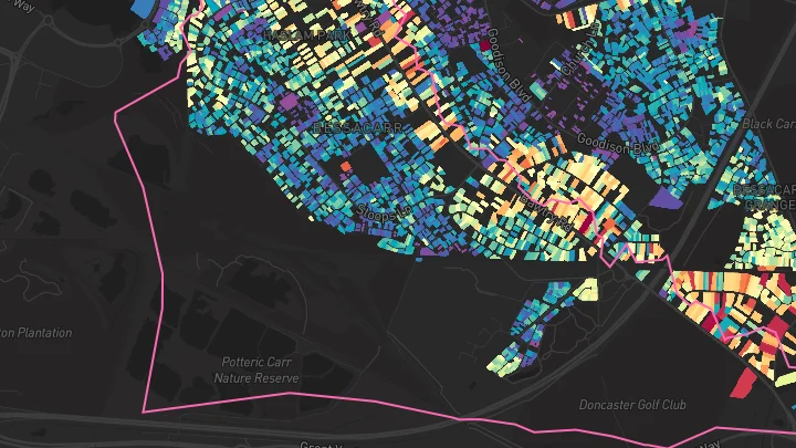 House price heatmap showing property values across Bessacarr