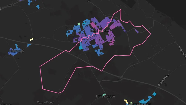 House price heatmap showing property values across Immingham