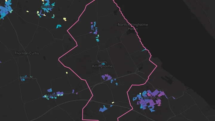 House price heatmap showing property values across South Killingholme