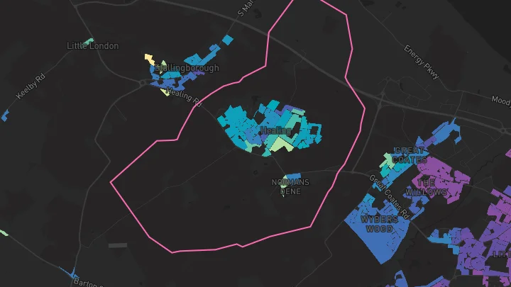 House price heatmap showing property values across Healing