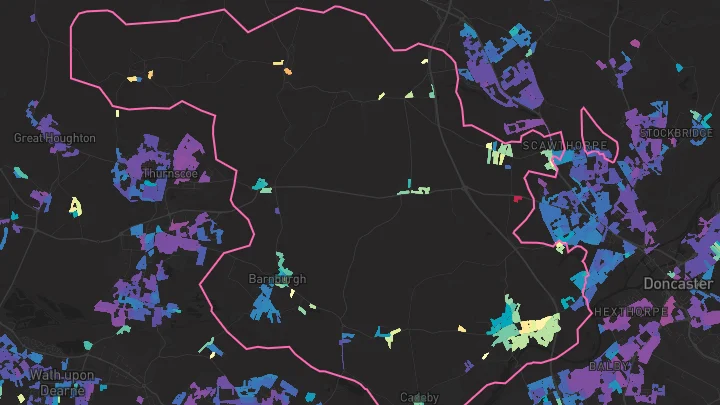 House price heatmap showing property values across Sprotbrough