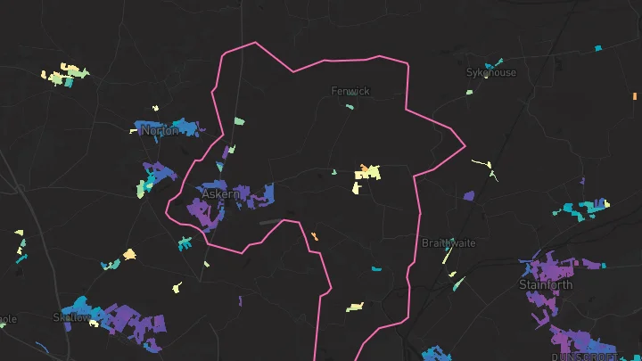 House price heatmap showing property values across Askern