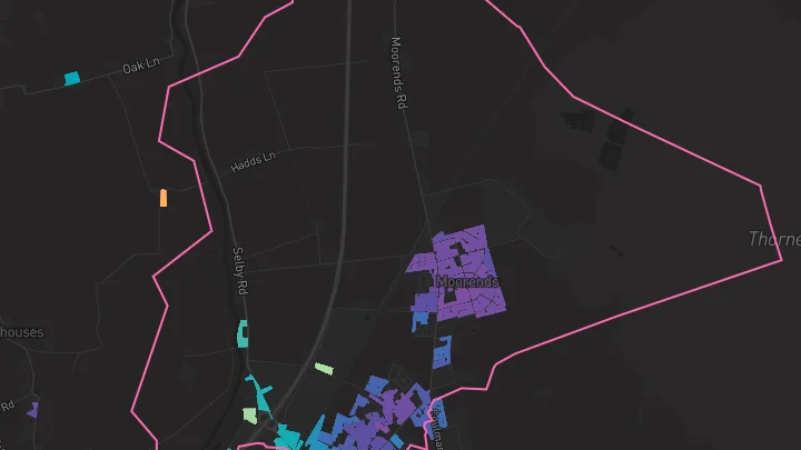 House price heatmap showing property values across Moorends