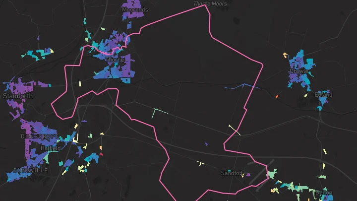 House price heatmap showing property values across Thorne