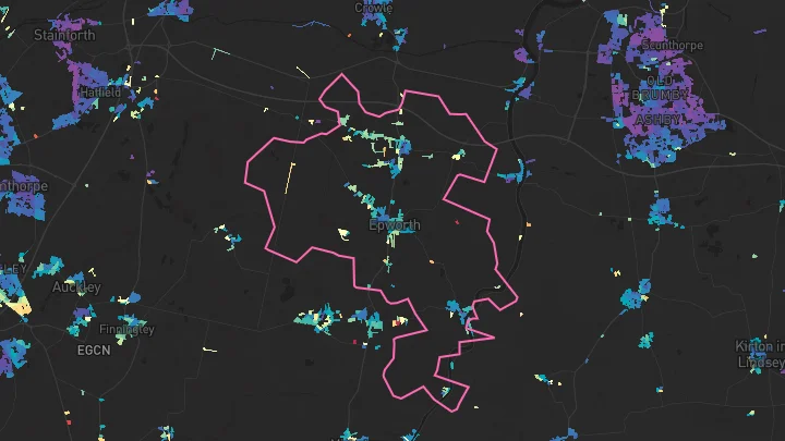 House price heatmap showing property values across Epworth