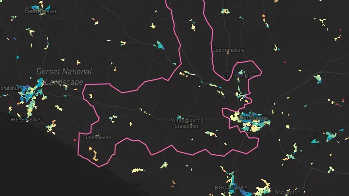 House price heatmap showing property values across Charlton Down