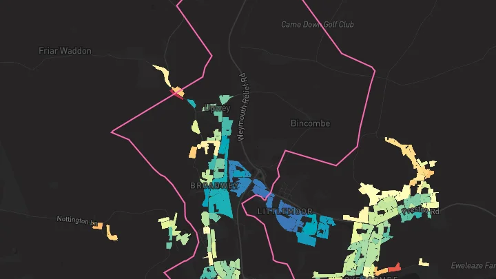 House price heatmap showing property values across Weymouth