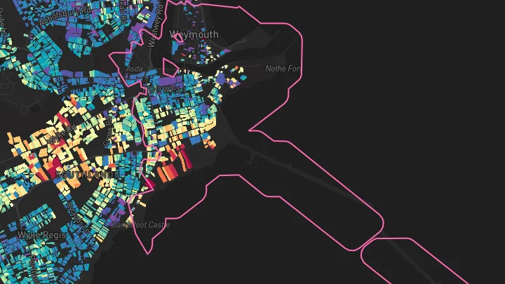 House price heatmap showing property values across Weymouth