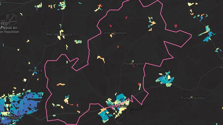 House price heatmap showing property values across Sherborne