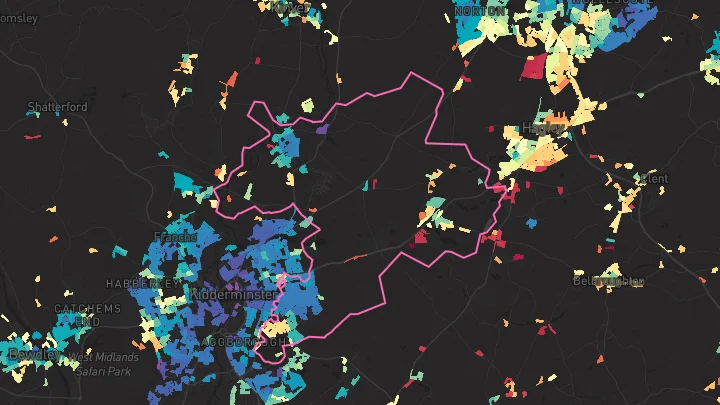 House price heatmap showing property values across Cookley