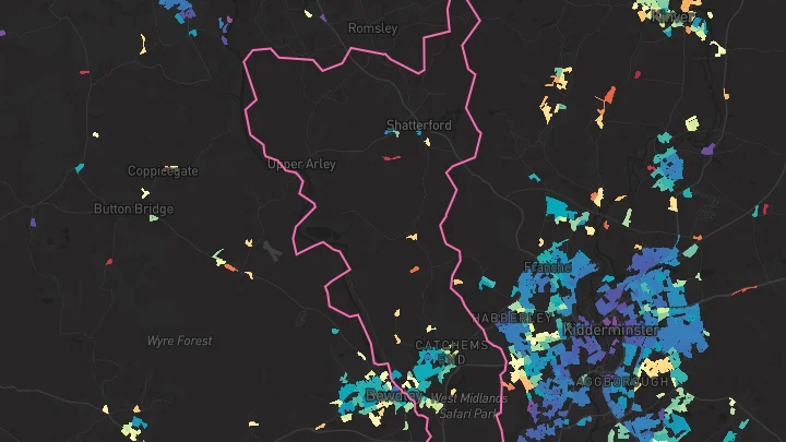 House price heatmap showing property values across Bewdley
