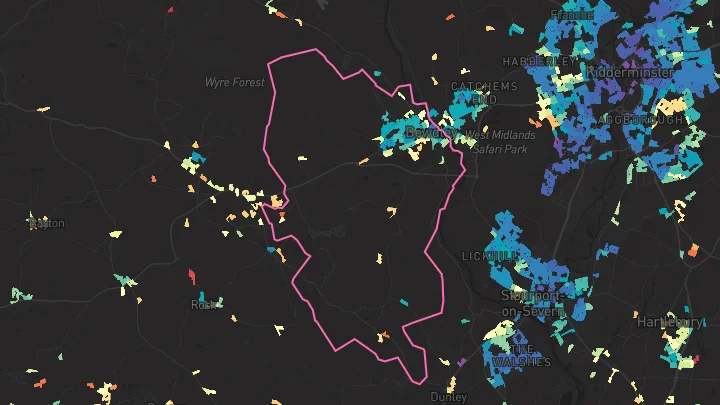 House price heatmap showing property values across Bewdley