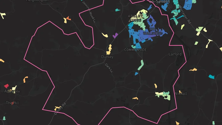 House price heatmap showing property values across Stourport-On-Severn