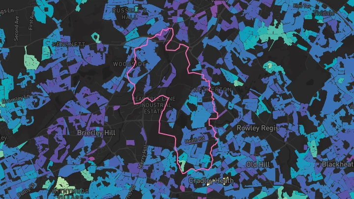 House price heatmap showing property values across Netherton