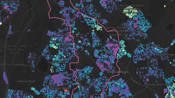 House price heatmap showing property values across Netherton