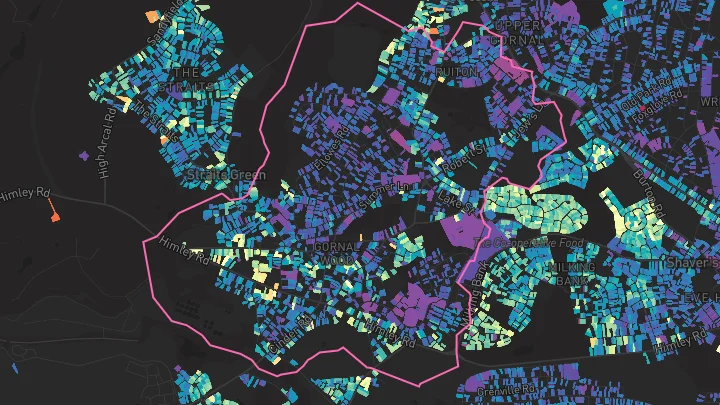 House price heatmap showing property values across Lower Gornal