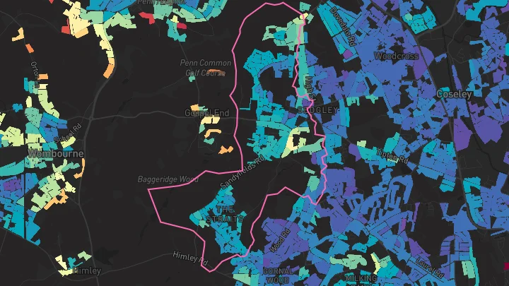 House price heatmap showing property values across Sedgley