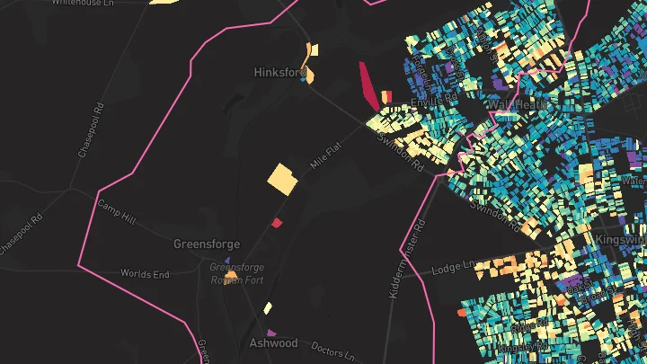 House price heatmap showing property values across Wall Heath