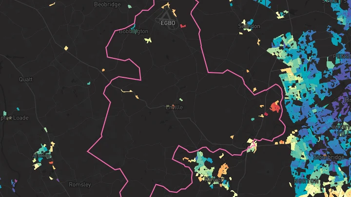 House price heatmap showing property values across Bobbington