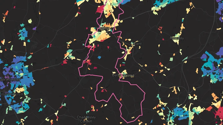 House price heatmap showing property values across Hagley