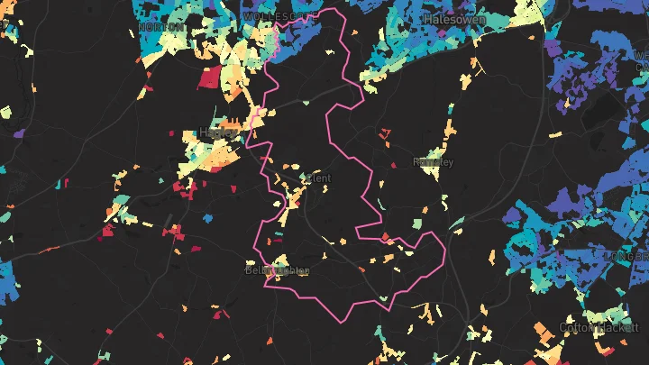 House price heatmap showing property values across Belbroughton