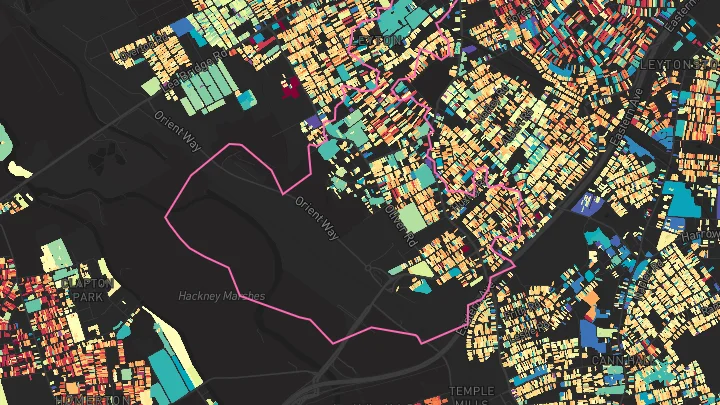 House price heatmap showing property values across Leyton Midland Road