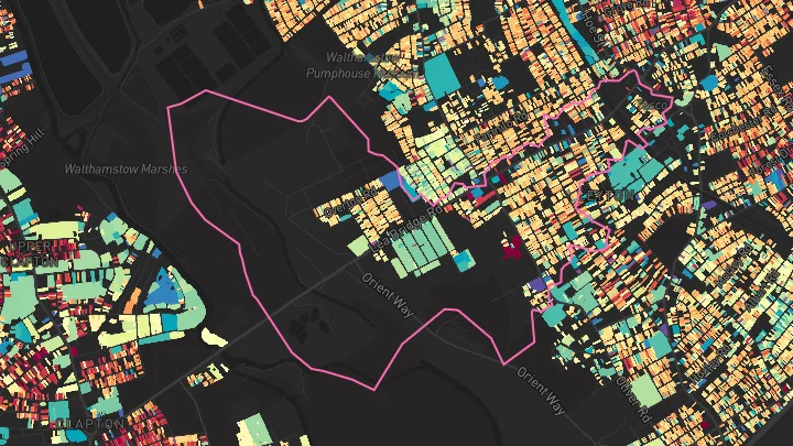House price heatmap showing property values across Leyton Midland Road