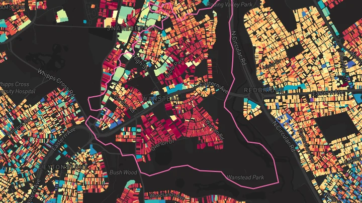 House price heatmap showing property values across Wanstead