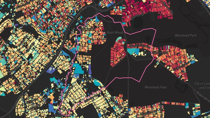 House price heatmap showing property values across Leytonstone High Road