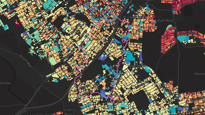 House price heatmap showing property values across Leytonstone High Road