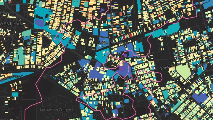 House price heatmap showing property values across Plaistow