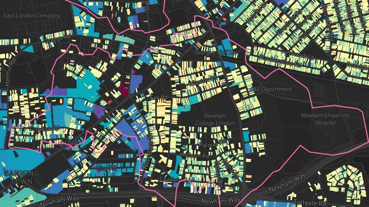 House price heatmap showing property values across Plaistow