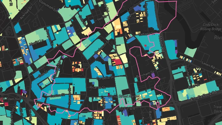 House price heatmap showing property values across Langdon Park