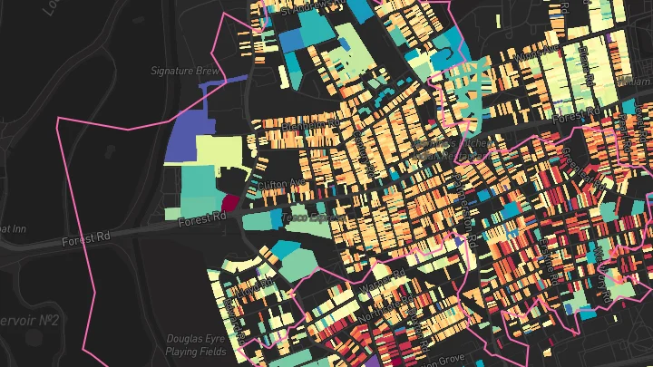 House price heatmap showing property values across Blackhorse Road