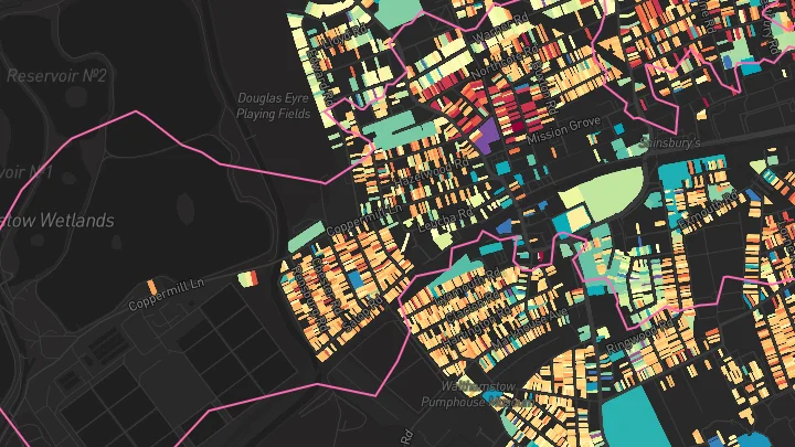 House price heatmap showing property values across St James Street