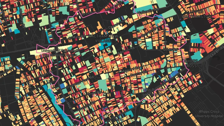 House price heatmap showing property values across Walthamstow Central