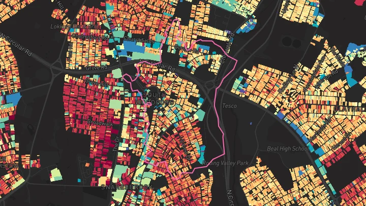 House price heatmap showing property values across South Woodford