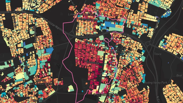 House price heatmap showing property values across South Woodford